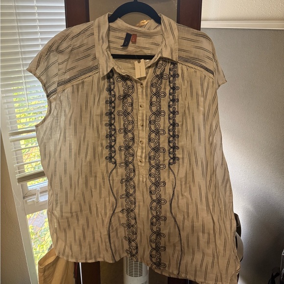 NWT Anthropologie x Pilcro Embroidered Surf Blouse Top Women's Size XL Oversized - Picture 3 of 6